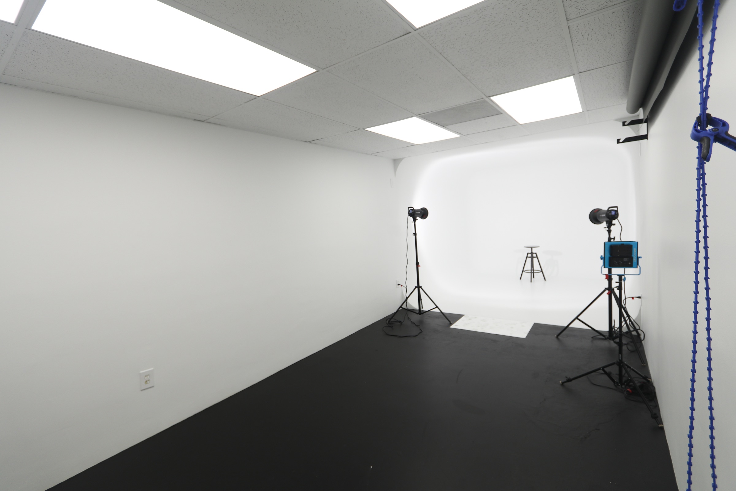 Angled view toward the white cyclorama